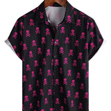 Men's Pink Punk Rock Skull Shirt