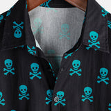 Ross Men's Skull Motif Short Sleeve Shirt – Black
