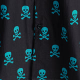 Ross Men's Skull Motif Short Sleeve Shirt – Black