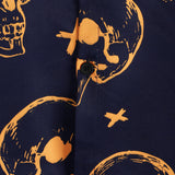 Men's Navy Aloha Shirt with Skulls