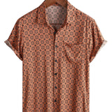 Vernon Retro Men's Short Sleeve Shirt – Brown