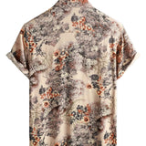 Stuart Men's Retro Floral Short Sleeve Shirt – Beige
