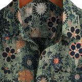 Ronald Retro Men's Short Sleeve Shirt with Flowers – Green