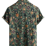 Ronald Retro Men's Short Sleeve Shirt with Flowers – Green