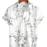 Men's White Hawaiian Shirt with Floral Print