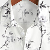 Men's White Hawaiian Shirt with Floral Print