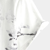 Men's White Hawaiian Shirt with Floral Print
