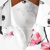 Gary Men's Short Sleeve Shirt with Pink Flowers – White