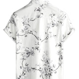 Men's White Hawaiian Shirt with Floral Print