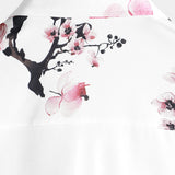 Gary Men's Short Sleeve Shirt with Pink Flowers – White