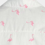 White Men's Shirt with Pink Flamingos
