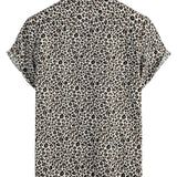 Norman Men's Short Sleeve Shirt with Leopard Print – White