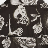 Russell Men's Pink Skulls and Flowers Short Sleeve Shirt – Brown