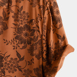 Men's Brown Vintage Shirt with Floral Pattern