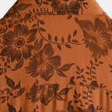 Brown Men's Summer Shirt with Vintage Flowers
