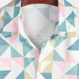 White Men's Shirt with Geometric Triangles