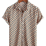 Men's Yellow Retro Circle Print Shirt