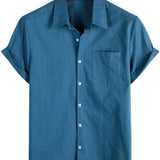 Blue Men's Short Sleeve Casual Shirt
