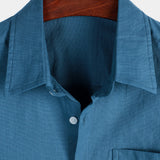 Blue Men's Short Sleeve Casual Shirt