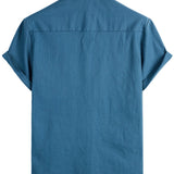 Blue Men's Short Sleeve Casual Shirt