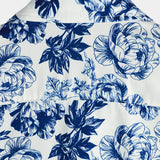 Russell Men's Short Sleeve Shirt with Skull and Flower Motif – Blue