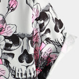 Men's Pink Shirt with Skulls and Flowers
