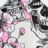 Men's Pink Shirt with Skulls and Flowers