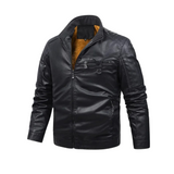 Men's Retro Leather Jacket with Fleece