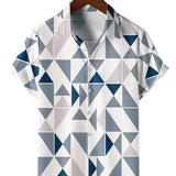 Men's White Shirt with Blue Triangles