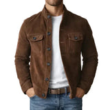 Men's Suede Jacket with Buttons