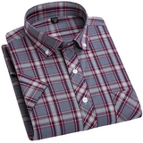 Men's Short Sleeve Check Cotton Shirt