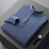 Glen Men's Velour Mock-Neck Zip Sweater