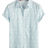 Blue Men's Casual Floral Shirt