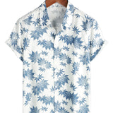 Stuart Men's Short Sleeve Shirt with Maple Leaves – White