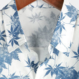 Stuart Men's Short Sleeve Shirt with Maple Leaves – White