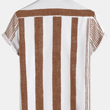 Vernon Men's Retro Vertical Stripe Short Sleeve Shirt – Brown