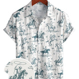 Men's Beige Shirt with Horse Pattern