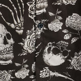Russell Men's Pink Skulls and Flowers Short Sleeve Shirt – Brown