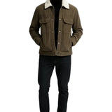 Men's Velour Jacket with Sherpa Collar – Coffee