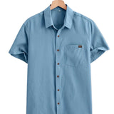 Men's Casual Short Sleeve Cotton Shirt