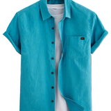 Men's Casual Short Sleeve Cotton Shirt