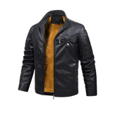 Men's Retro Leather Jacket with Fleece Lining