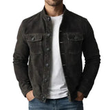Men's Suede Jacket with Buttons