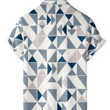 Men's White Shirt with Blue Triangles