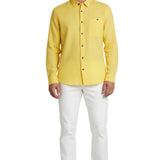 Glen Men's Linen Shirt – Light Yellow