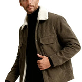Men's Velour Jacket with Sherpa Collar – Coffee