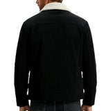 Men's Corduroy Jacket with Sherpa Collar – Black