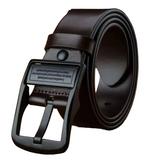 Kenneth Men's Leather Belt with Classic Metal Buckle