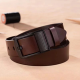 Kenneth Men's Leather Belt with Classic Metal Buckle