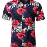 Men's Navy Shirt with Flowers